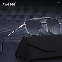 Sunglasses Vintage Square For Men Punk Brand Designer Style Metal Frame Luxury Casual Driving Glasses Gradient Shades Oculos