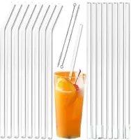 Clear Glass Straw 200x8mm Reusable Straight Bent Glass Drinking Straws with Brush Eco Friendly Glass Straws for Smoothies Cocktail6218298