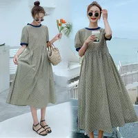 Maternity Dresses 05152 Clothes Summer Short Sleeves Easy Matching Loose Mid-Long Dress Pregnant Women Mom