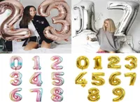 32inch Number Aluminum Foil Balloons Rose Gold Silver Digit Figure Balloon Child Adult Birthday Wedding Decoration Party Supplies 8763928
