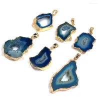 Charms Natural Stone Pendant Irregular Blue Agate Edging Exquisite For Jewelry Making DIY Bracelet Necklace Earring Accessories