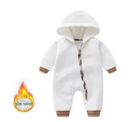 Retail Baby plus velvet thicken Cotton hoodie Romper Newborn long sleeve Christmas 024M Rompers Toddle infant bodysuit Children o8830466