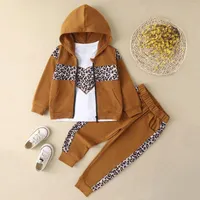 Clothing Sets Long Rompers Girls Baby Girl Out Fits Toddler Sleeve Fashion Leopard Hoodies Color Tops Pants Winter Outfits Teens