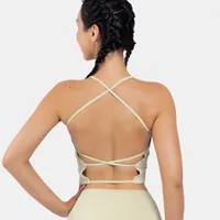 Square Neck Backless Spaghetti Straps Sports Bras for Women Padded