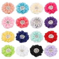 120PCS 6.5CM Mini Tulle Mesh Chiffon Flowers With Pearls For Hair