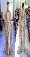 2020 Elie Saab Evening Dresses With Long Jacket Lace Appliced ​​Deep V Neck Women Jumpsuit Prom Dress Custom Made Arabic Formal Par8398627