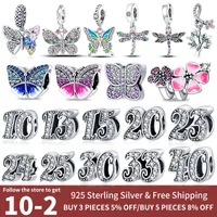 925 silver Fit Pandora Original charms DIY Pendant women Bracelets beads Color Digital And Butterfly Dragonfly