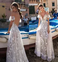 Vestidos de noiva New Boho Lace Wedding Dress Aline Vneck Straps Bride Dress Wedding Gown Party 2020 PFW111636988