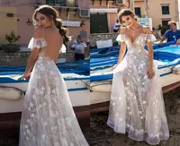 Vestidos de noiva New Boho Lace Wedding Dress Aline Vneck Straps Bride Dress Wedding Gown Party 2020 PFW119515661