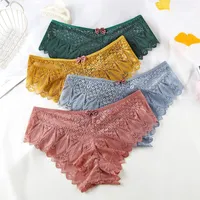 Women Sexy Lace Hollow High Elasticity Panties Cross Belt Middle