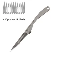 Mini titanium legering scalpel scalpel snel open medisch vouwmes EDC outdoor uitpakken Pocket met 10 stcs vervangbare messen