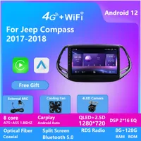 Bilstereo Android-videospelare för Jeep Compass 2017-2018 Multimedia Head Unit Auto Radio med WiFi Bluetooth DSP