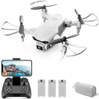 V9 mini drone con fotocamera HD da 720p per adulti, quadricottero pieghevole con fotocamera wifi fpv 3 batterie modulari bianche