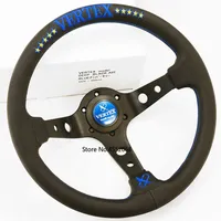 Blue 330mm VERTEX 10 Stars jdm Racing Black Genuine Leather Drift Steering Wheel fitment