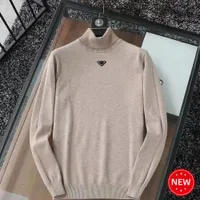 Sweaters para hombres Sweater Sweater Sweater Tops Classic Fashion Triangle Decoration High Collar Solid Warm Sweater Luxury y suéteres de hombres.