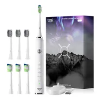 Sonische elektrische tandenborstel voor volwassenen - Draadloze snellaadstroomtandenborstels met 6 borstelkoppen, Smart Timer 5 Modi Whitening Tooth Bru