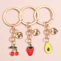 Key Rings 1set(3pcs) Best Friends Forever Keychain Cherry Strawberry Avocado Key Ring Heart BFF Key Chains For Friendship GiftsDIY Jewelry AA230411