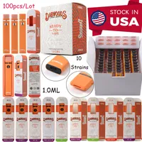 Lager i USA Dabwoods laddningsbara E -cigaretter 100st 1,0 ml 10 smaker Vape -patroner Förpackning Disponibla Vape Pens förångare Förvärmning