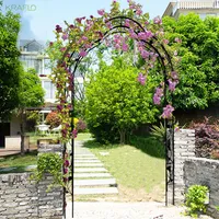 Les arbours de jardin en métal s'assemblent librement avec 8 styles jardin arbor treillis plantes soudoir arc rose arches extérieures arc arc épreuve de fête arche noire