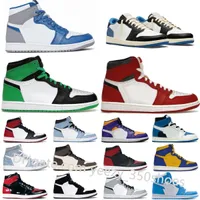 Nieuwe ontwerper Jumpmans 1 High Men Basketball Shoes Retro 1S OG University Blue Lucky Green Chicago Lost en Found Taxi Washed Pink Dames Mens Trainers Sports sneakers