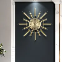 Zegarki ścienne metalowy projektant Golden Clock Luksusowy duży salon klasyczny nowoczesny cichy reloJ de la dekoraty w
