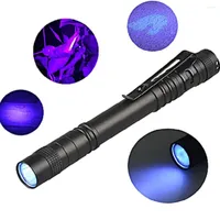 Ficklampor facklor 365 nm 3w led uv penllight mini pen licht met clip functie zaklamp zwart voor huisdier urine detecteren