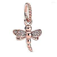 Loose Gemstones Mini Rose Gold Dragonfly Sterling Silver Fit 925 Original Charms Beads Bracelet Woman Friend Jewelry Christmas Gift