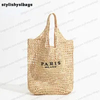 Stylishyslbags Projektancki torby luksusowy design kobiety plecione rafia słomka torba duża pojemność torebka zwykła pusta letnia plaża wakacyjna torba na ramię