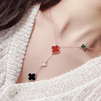 four leaf clover necklace Natural Shell Gemstone 925 silver designer for woman T0P Advanced Materials European size jewelry luxury crystal exquisite gift 024