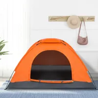 1人の防水キャンプドームテント自動ポップアップクイックシェルター屋外ハイキングオレンジ