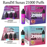 Original RandM Sunax 21000 Puffs Jetable Vape E Cigarettes 0% 2% 13ml Mesh Coil Cartouche 3% 5% 850mah Batterie Rechargeable Pen Puff 21000 Dispositif