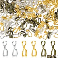 30PCS Pendant Pinch Bail Clasps Necklace Hooks Clips Charm Pinch Bails  Connector Accessories for DIY Bracelets Earrings Jewelry Making 