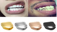 Braces Single Metal Tooth Grillz Gold silver Color Dental Grillz Top Bottom Hiphop Teeth Caps Body Jewelry for Women Men Fashion V4422088
