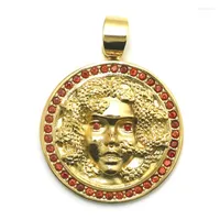 Pendant Necklaces Unisex 316L Stainless Steel Red Stone Gold-Color Medusa Classic