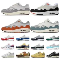 OG AirMax 87 Men Women Running Shoes 1s Night Maroon Black Coal Noise Aqua Saturn Gold Bred Daisy Mens Trainers Outdoor Sports Sneakers 36-45