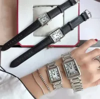 U1 najwyższej klasy AAA Geometryczne prostokąt na rękę Diamentową ramkę Diamentową ramkę senior musi kwarcować zegarki żeńskie numery rzymskie zegarek czarny skórzany szafirowy zegar szklany
