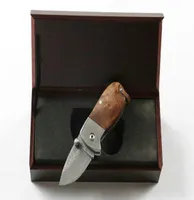 EDC Pocket Folding Knife Damscus Steel Blade Shadow Wood Handle Mini Small Keychain Knifes Liner Lock5344858