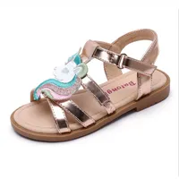 Sandals Unicorn girls sandals bright metallic kids girls sandals Adjustable customized fit princess summer shoes 230420
