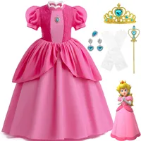 Cosplay Peach Dress Cosplay para giros vestidos de princesa princesa disfraces carnaval miércoles vestidos de fiesta de vestidos niños 4-12 años 230421