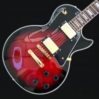 Guitare électrique LP personnalisée, accastillage doré, touche en palissandre, table en érable flammé rouge, corps en acajou massif guita369