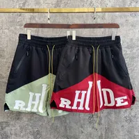 Projektant odzieży Rhude List Trend marka dwukolorowe splicing Dopasowanie kolorów Five Point Pants Style High Street Pary wypoczynkowe joggery sportowe odzież sportowa