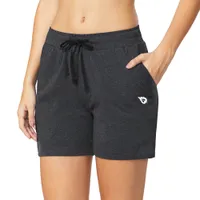 Yoga Shorts Women Is Shorts O treino atlético Cottonge Lounge Walking Sweat Yoga Jersey Puxar shorts com bolsos Tamanho do carvão