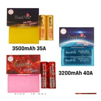 Batteries Authentic Fire Battery Imr Bmr Rechargeable Lithium Mod 3100Mah 3200Mah 3500Mah 35A 40A 60A Red Black Yellow Flat Drop Del Dhm3X