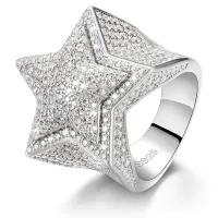 Designer-Schmuck Hotsale Factory Custom Luxury Jewelry 925 Silber VVS Moissanite Diamant-Hip-Hop-Ring-Stern Iced Out Letter Ring Men