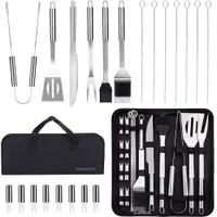 Kit de ferramentas para churrasco de churrasco, 21-peças em aço inoxidável Acessórios de utensílios de churrasco, ferramenta de grade externa completa para Frien