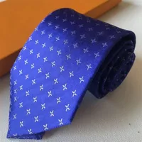 Yeni stil erkek mektubu kravat ipek kravat mavi mavi Jacquard dokuma parti düğün iş moda gündelik tasarım kutu