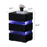 Hochglanz-LED-Beistelltisch, moderne Nachttische mit 3 Schubladen