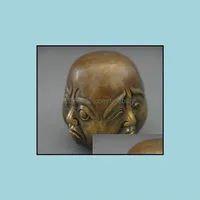 Escultura colecionável 4 Face humor Buddha estátua de cobre agradável raiva