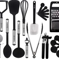 Lux Decor Collection Cooking Utensils Set-Kitchen Accessories, Nylon Cookware Set-Kitchen Gadget Tools of Black 23 stuks