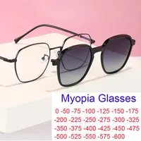 Occhiali da sole unisex Myopia Anti Blue Light Myopia occhiali 2 in 1 clip su occhiali rotondi Computer Female Driving per meno visione -2 -3